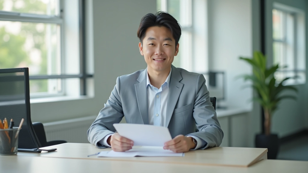 Professional working at desk with organized workspace